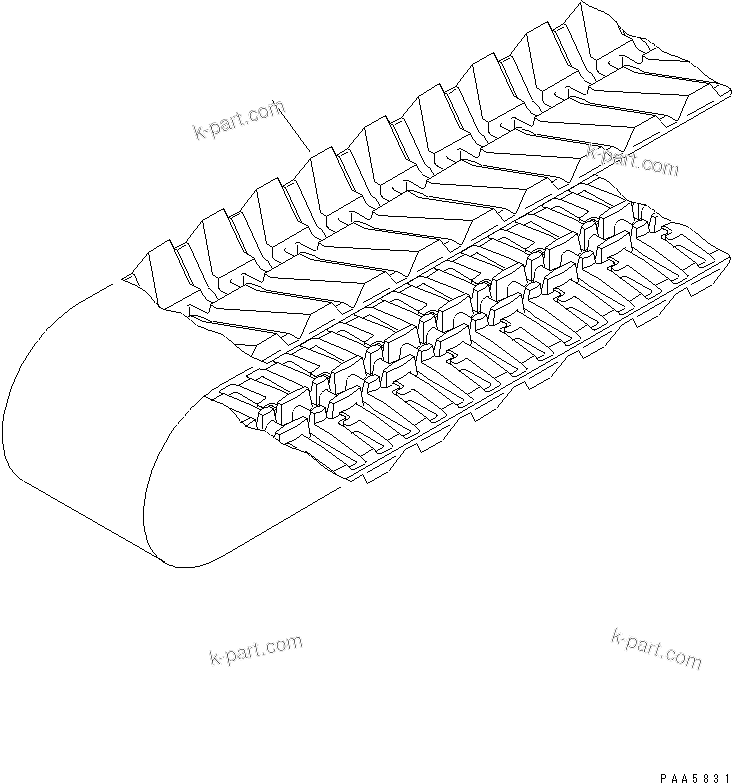 Komatsu parts book diagram for PC60-7E S/N 45001-UP: TRACK SHOE (RUBBER SHOE)(#45001-52373)