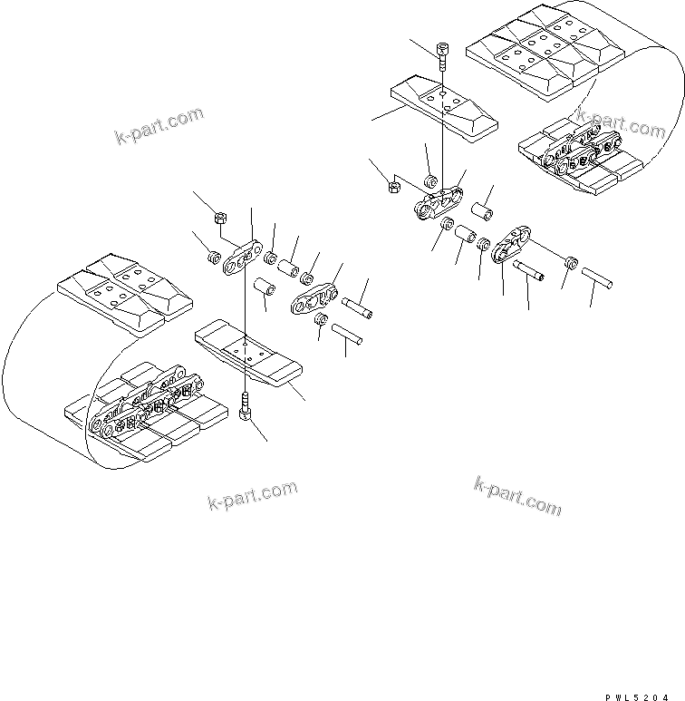 Komatsu parts book diagram for PC60-7E S/N 45001-UP: TRACK SHOE (RUBBER PAD TYPE) (NEW ROAD LINER) (450MM WIDE)