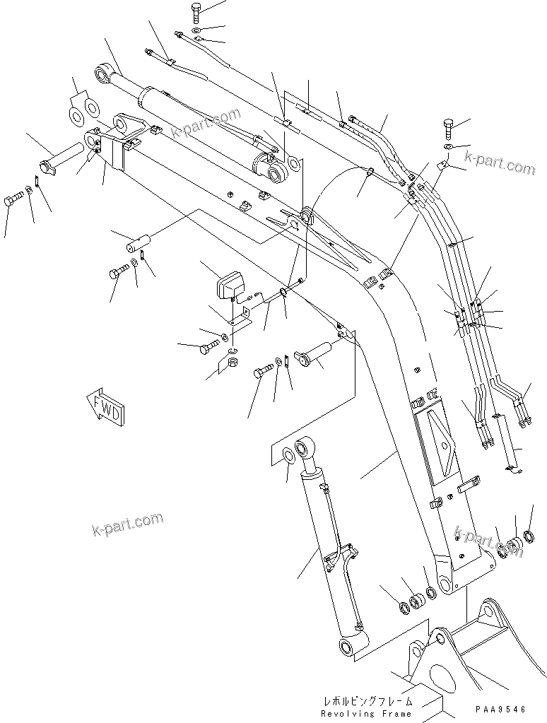 Komatsu parts book diagram for PC60-7E S/N 45001-UP: BOOM (WITH HOOK)(#45001-52373)