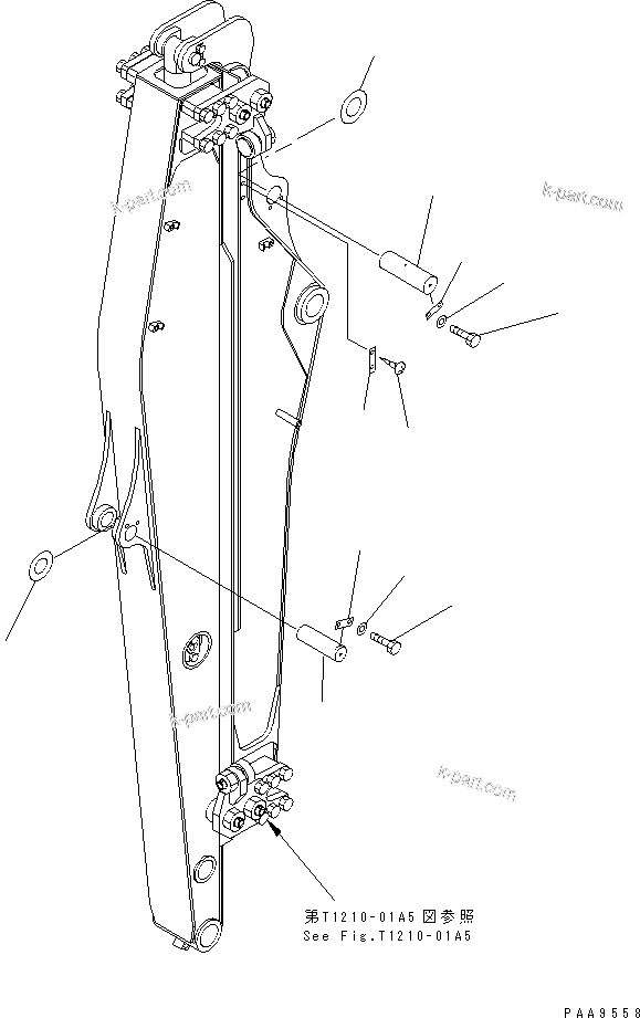 Komatsu parts book diagram for PC60-7E S/N 45001-UP: TELESCOPIC ARM (PIN)