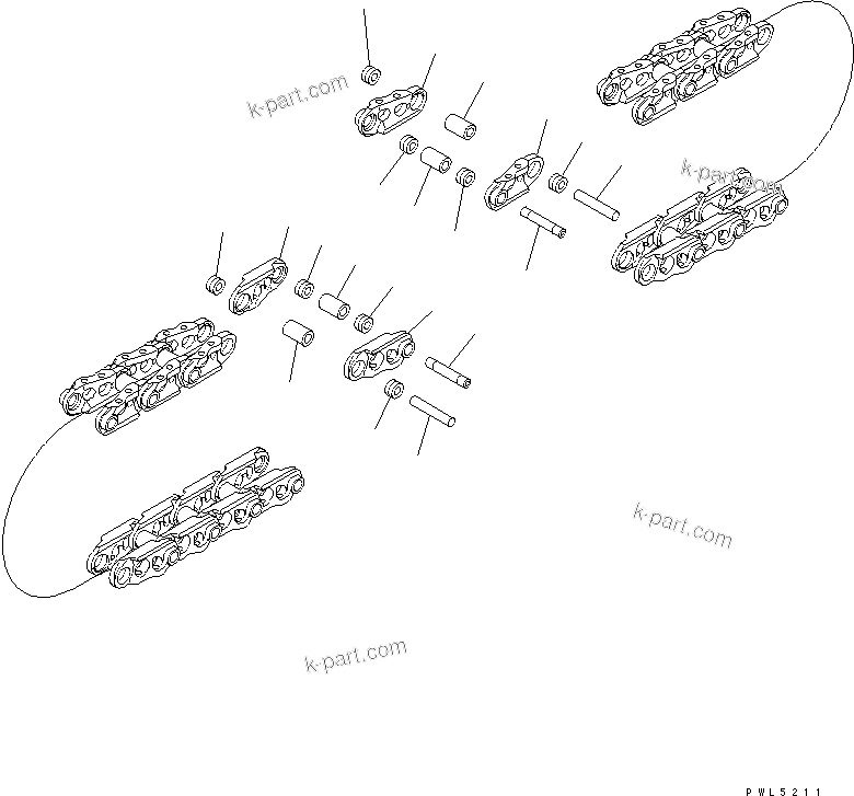 Komatsu parts book diagram for PC60-7E S/N 45001-UP: TRACK LINK (76 SET) (SUPPLY ONLY)