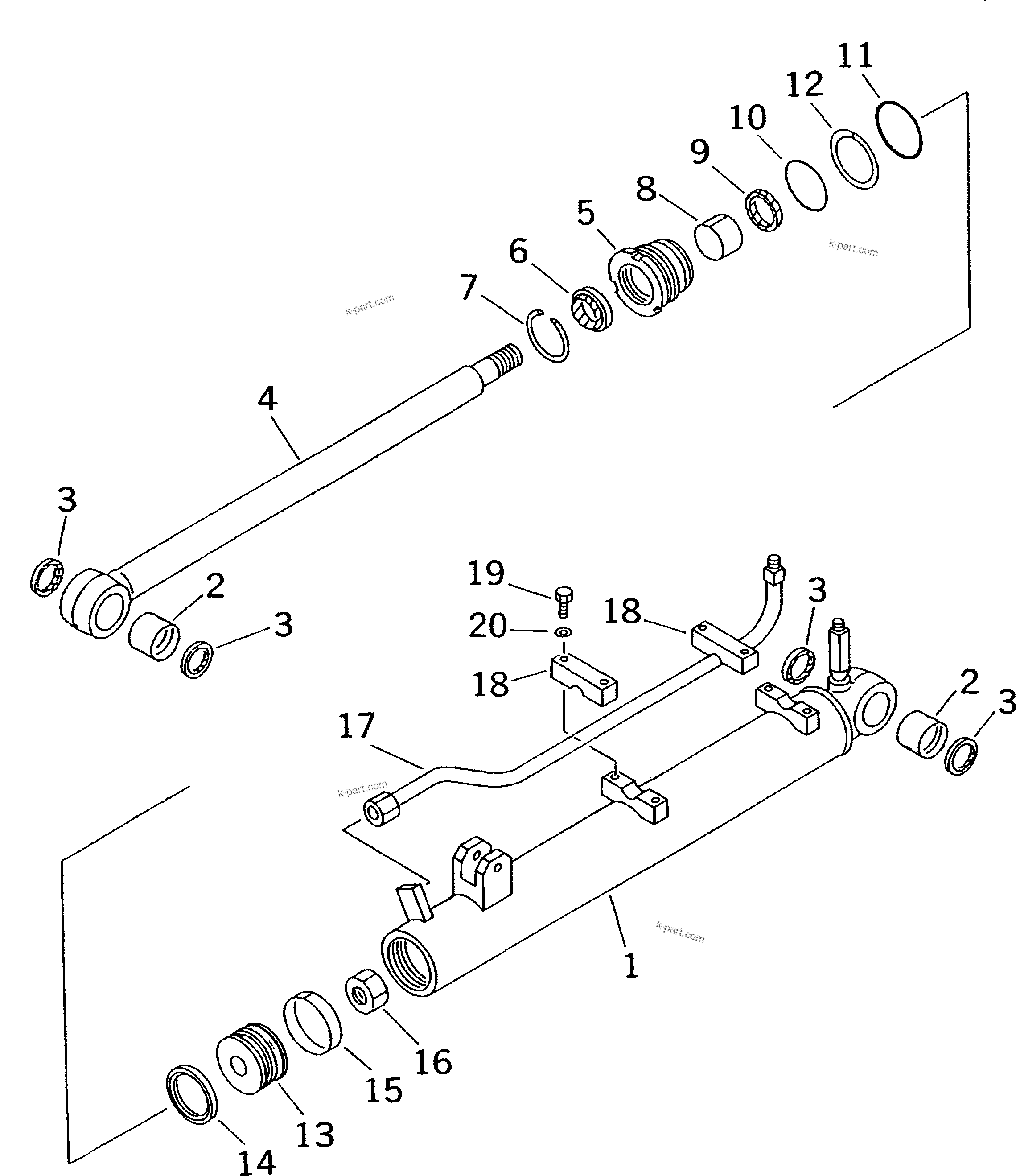 Komatsu parts book diagram for PC60-7E S/N 45001-UP: TERESCOPIC CYLINDER (INNER PARTS)