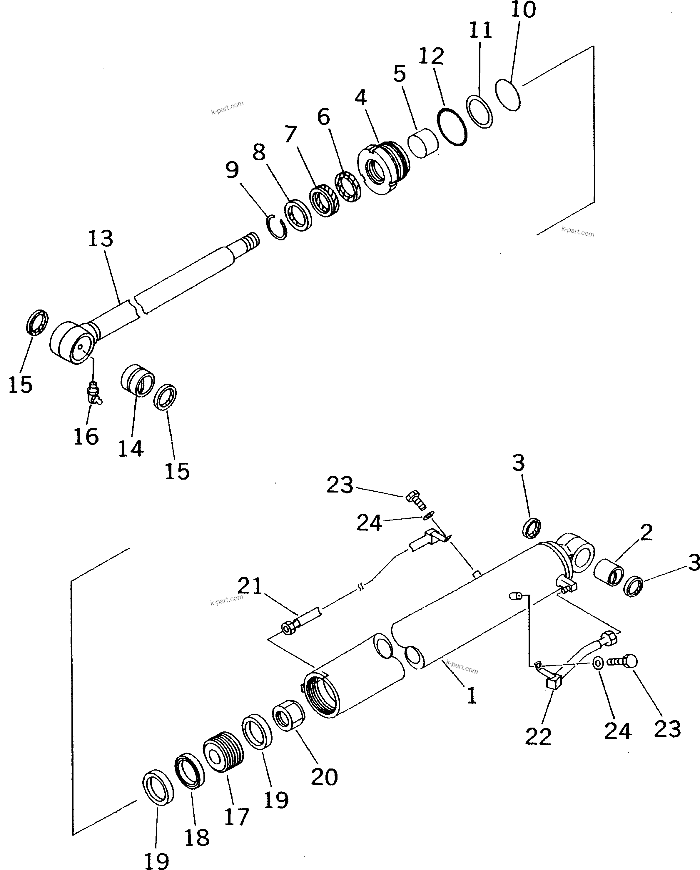 Komatsu parts book diagram for PC60-7E S/N 45001-UP: BUCKET CYLINDER (INNER PARTS)(#45001-52373)