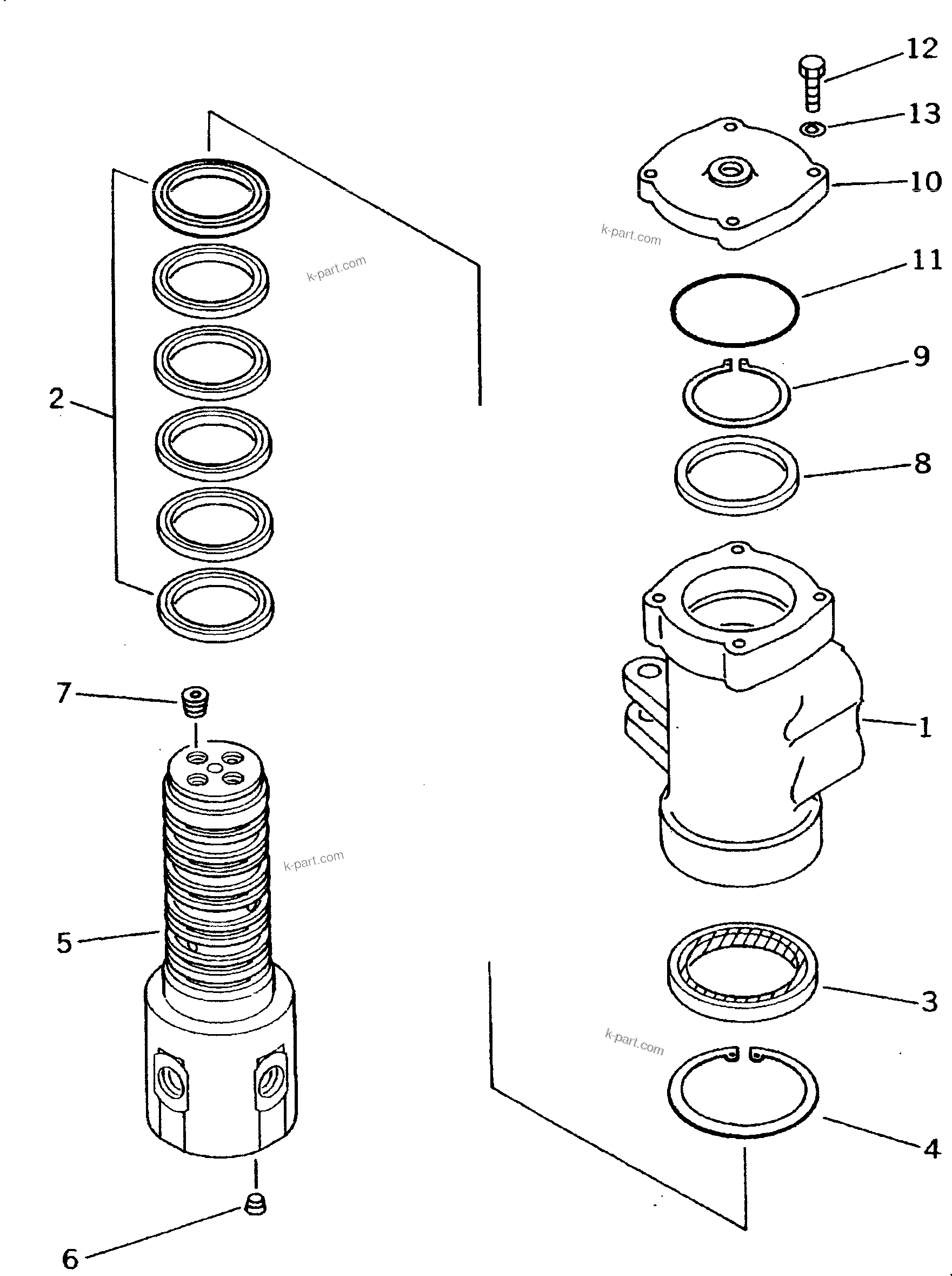 Komatsu parts book diagram for PC60-7E S/N 45001-UP: SWIVEL JOINT (INNER PARTS)(#45001-52373)