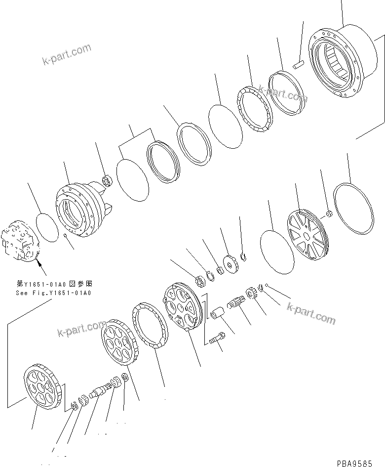 Komatsu parts book diagram for PC60-7E S/N 45001-UP: TRAVEL M0TOR (3/3)(#45001-58727)