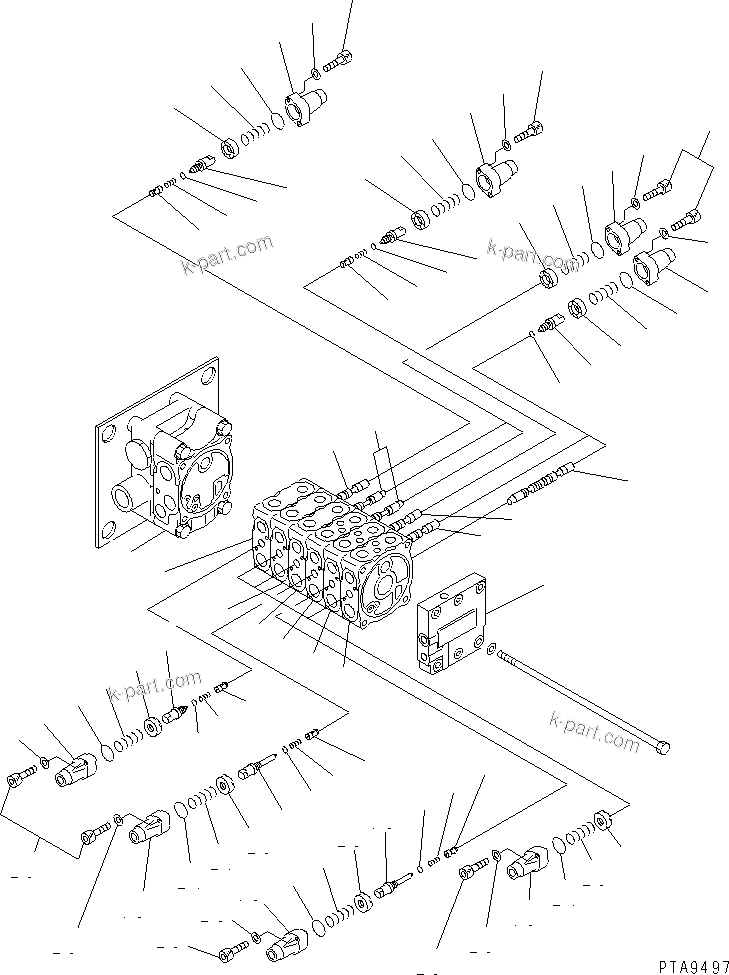 Komatsu parts book diagram for PC60-7E S/N 45001-UP: MAIN VALVE (6-VALVE) (1/6)(#45001-52373)