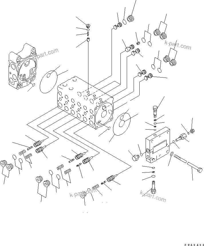 Komatsu parts book diagram for PC60-7E S/N 45001-UP: MAIN VALVE (6-VALVE) (2/6)(#45001-52373)