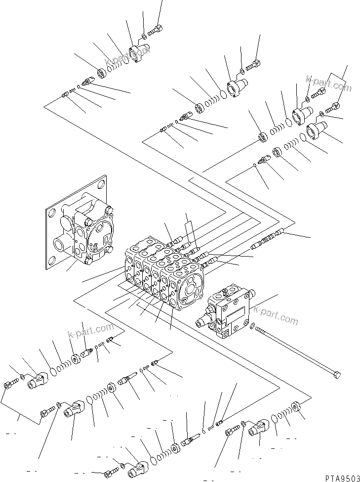 Komatsu parts book diagram for PC60-7E S/N 45001-UP: MAIN VALVE (7-VALVE) (1/7)(#45001-52373)