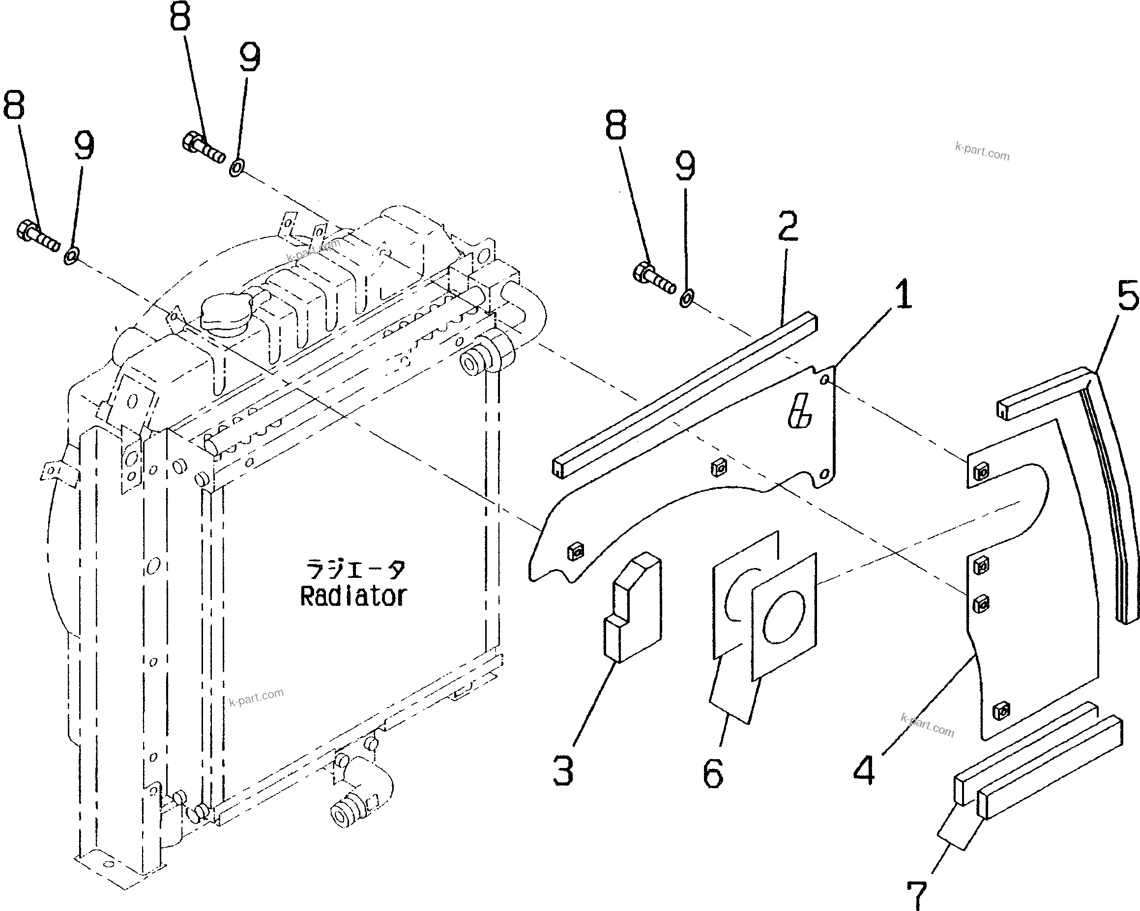 Komatsu parts book diagram for PC60-7 S/N 45001-UP: COOLING (SEAL PLATE)(#45001-52373)
