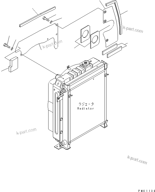 Komatsu parts book diagram for PC60-7 S/N 45001-UP: COOLING (SEAL PLATE)(#52374-58000)