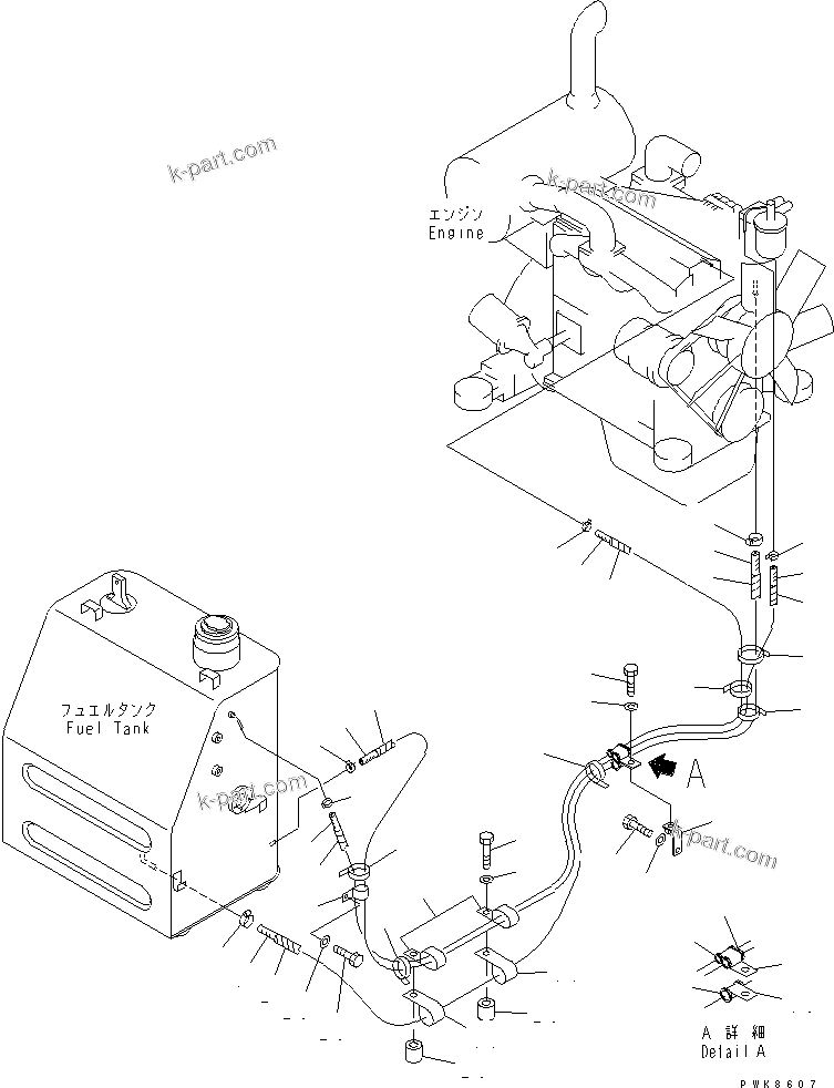 Komatsu parts book diagram for PC60-7 S/N 45001-UP: FUEL LINE(#58001-)