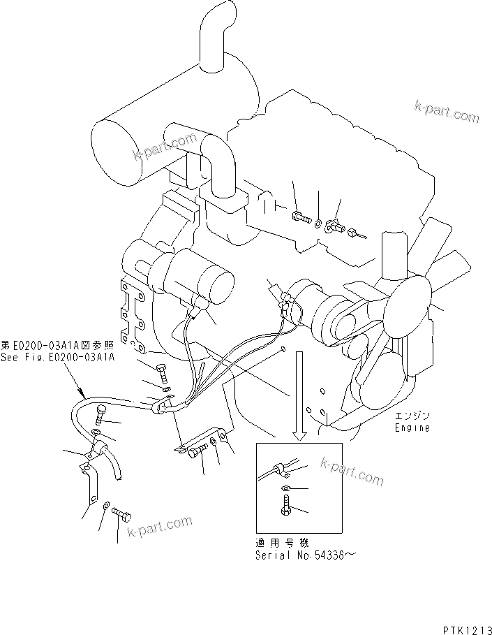 Komatsu parts book diagram for PC60-7 S/N 45001-UP: WIRING (ENGINE)(#52374-58000)
