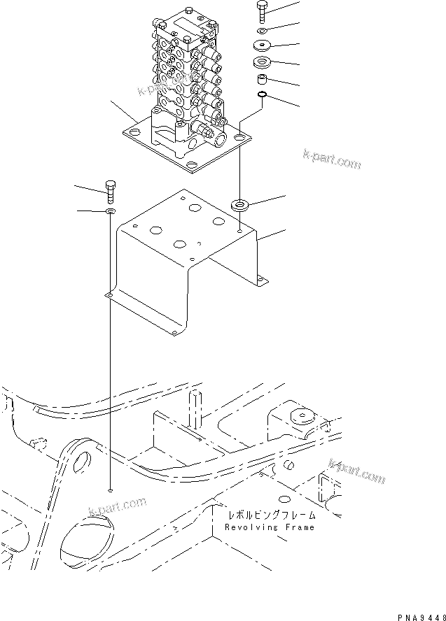 Komatsu parts book diagram for PC60-7 S/N 45001-UP: MAIN VALVE (MOUNT BRACKET)(#45001-52373)