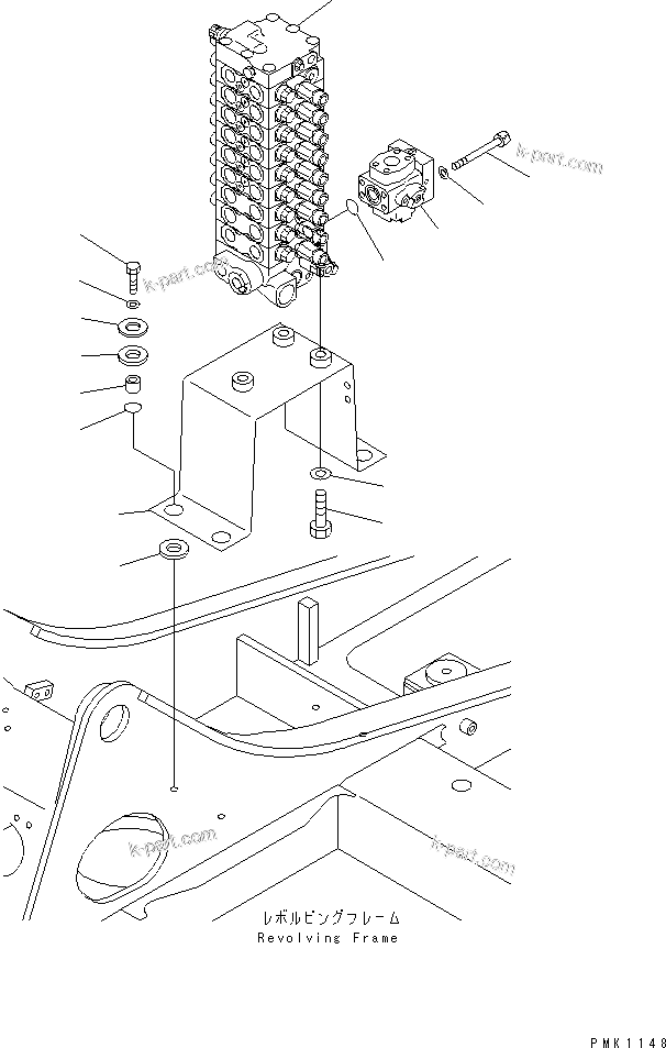 Komatsu parts book diagram for PC60-7 S/N 45001-UP: MAIN VALVE (MOUNT BRACKET) (2-ACTUATER ATTACHMENT) (BLADE)(#52374-)