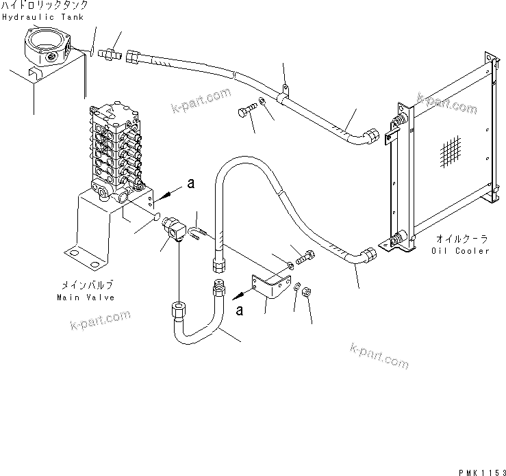 Komatsu parts book diagram for PC60-7 S/N 45001-UP: OIL COOLER LINE (FOR ATTACHMENT)(#52374-)