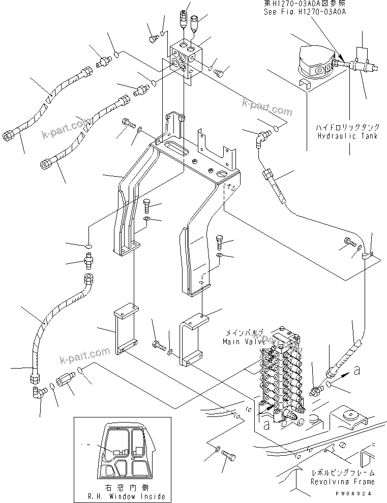 Komatsu parts book diagram for PC60-7 S/N 45001-UP: ATTACHMENT LINE (FOR TELESCOPIC ARM)(#52374-)