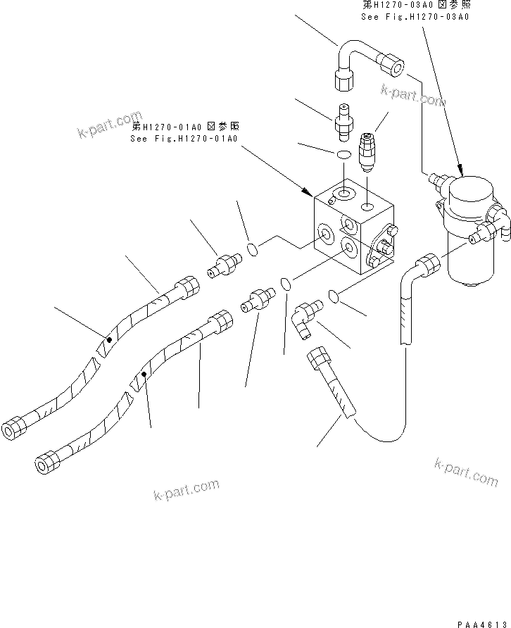 Komatsu parts book diagram for PC60-7 S/N 45001-UP: ATTACHMENT LINE (CONVERTIBLE VALVE PIPING)