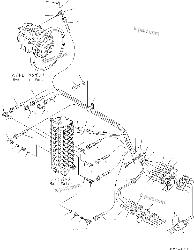 Komatsu parts book diagram for PC60-7 S/N 45001-UP: P.P.C. MAIN LINE(#58001-)