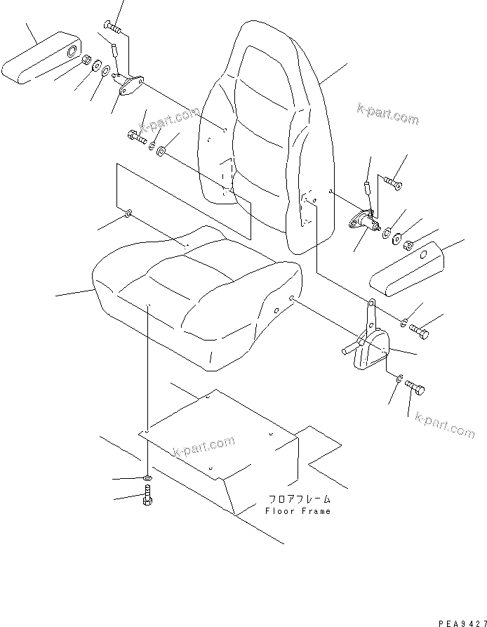 Komatsu parts book diagram for PC60-7 S/N 45001-UP: OPERATOR'S SEAT (WITH ARM REST)