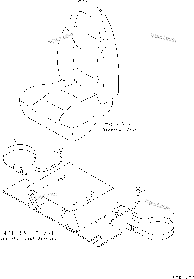 Komatsu parts book diagram for PC60-7 S/N 45001-UP: SEAT BELT ? WIDTH 50MM(#53298-)