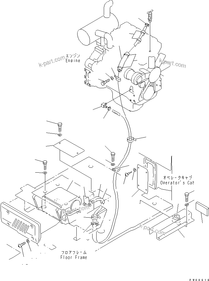 Komatsu parts book diagram for PC60-7 S/N 45001-UP: CAR HEATER (2000 KCAL)(#52374-58000)