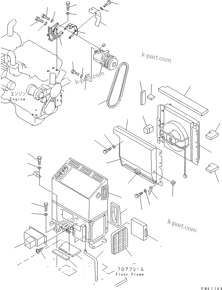 Komatsu parts book diagram for PC60-7 S/N 45001-UP: AIR CONDITIONER (UNIT)(#52374-53312)