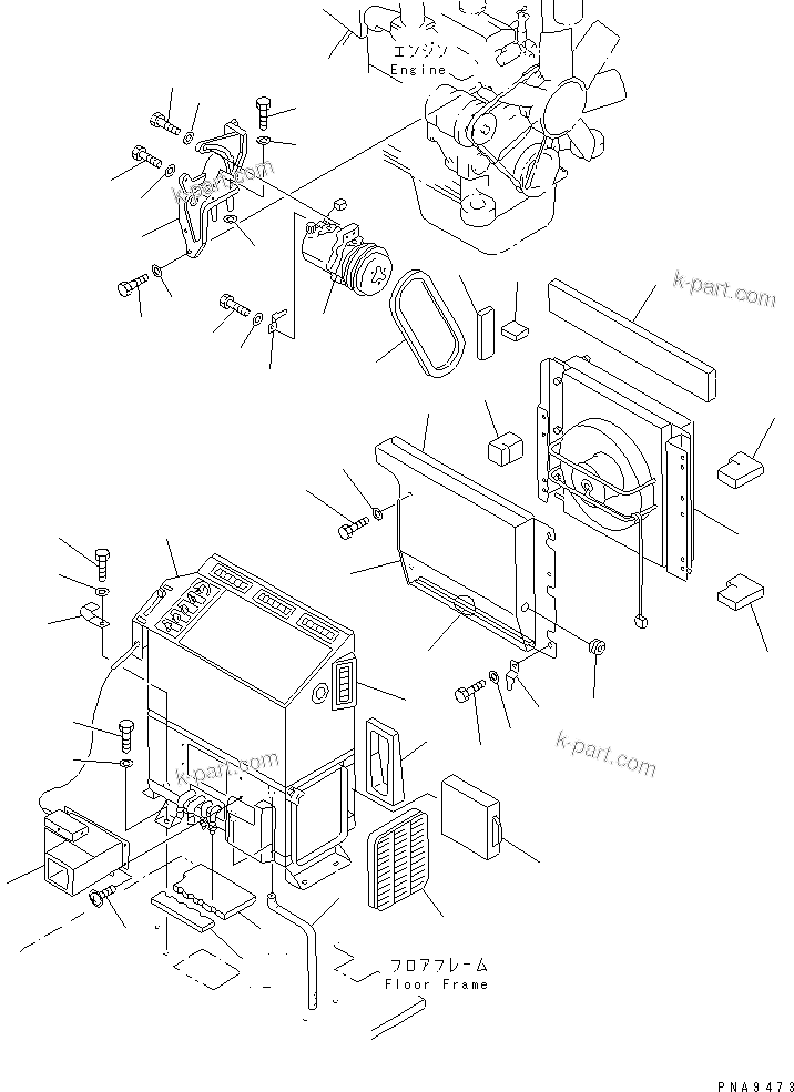 Komatsu parts book diagram for PC60-7 S/N 45001-UP: AIR CONDITIONER AND DEFROSTER (UNIT)(#45001-52373)