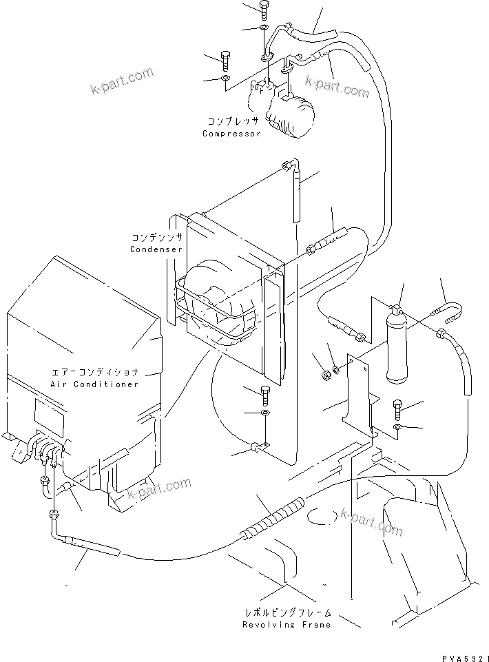 Komatsu parts book diagram for PC60-7 S/N 45001-UP: AIR CONDITIONER (COOLER HOSE)(#45001-52373)