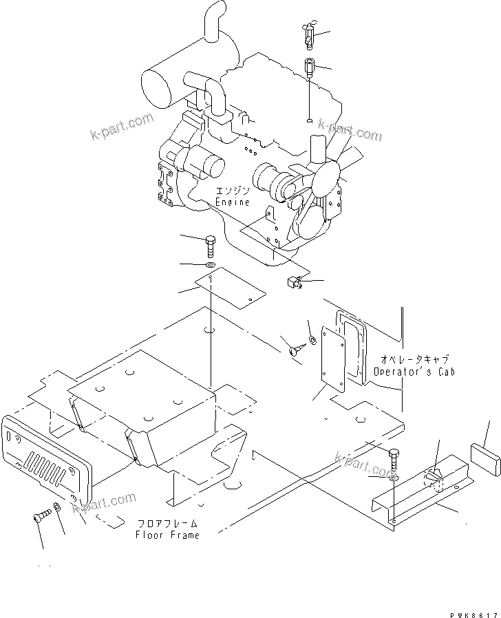 Komatsu parts book diagram for PC60-7 S/N 45001-UP: CAR HEATER AND DEFROSTER (COVER AND VALVE)(#52374-)