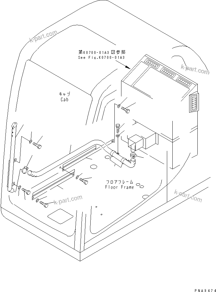 Komatsu parts book diagram for PC60-7 S/N 45001-UP: AIR CONDITIONER AND DEFROSTER (DEFROSTER)