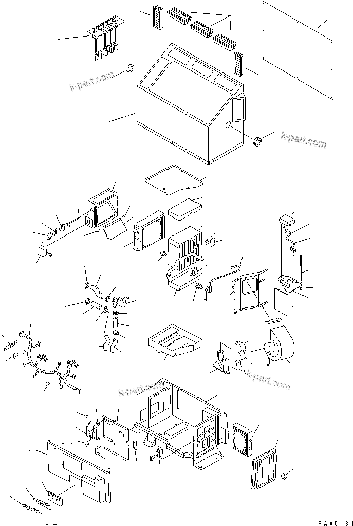Komatsu parts book diagram for PC60-7 S/N 45001-UP: AIR CONDITIONER (AIR CONDITIONER UNIT)(#45001-52373)