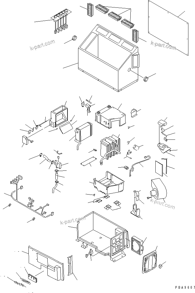 Komatsu parts book diagram for PC60-7 S/N 45001-UP: AIR CONDITIONER (AIR CONDITIONER UNIT)(#52374-53312)