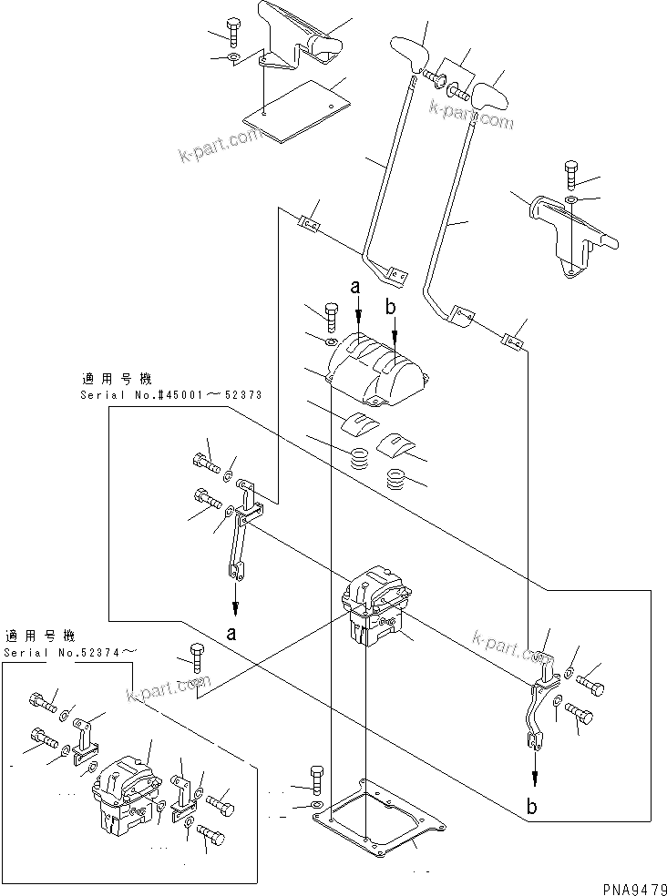 Komatsu parts book diagram for PC60-7 S/N 45001-UP: FLOOR FRAME (TRAVEL LEVER)