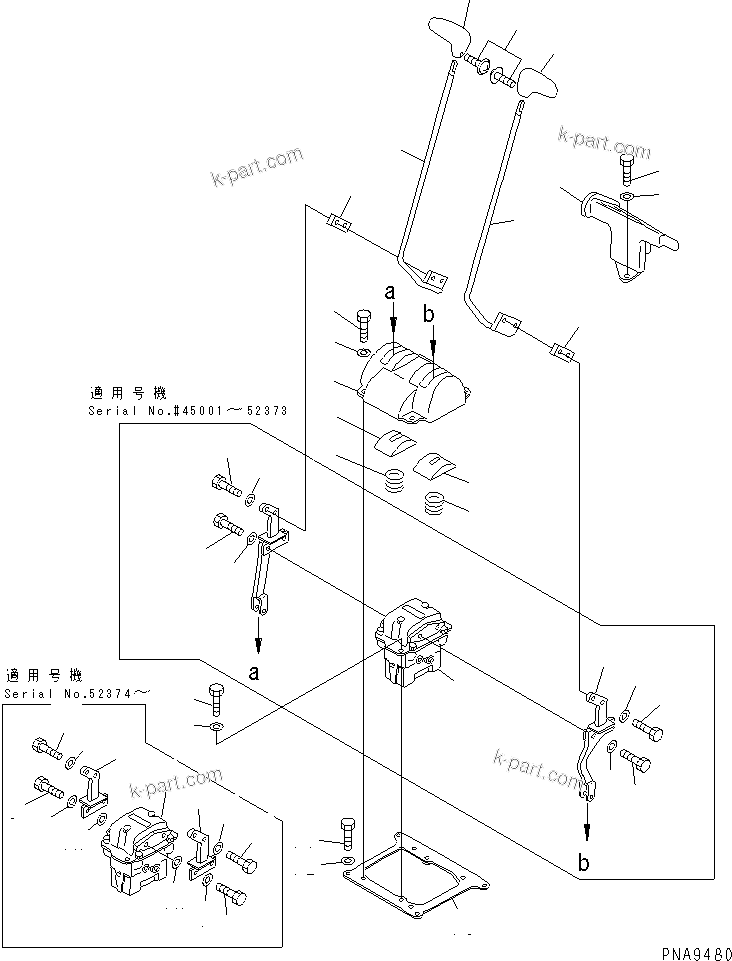 Komatsu parts book diagram for PC60-7 S/N 45001-UP: FLOOR FRAME (TRAVEL LEVER) (FOR 1-ACTUATOR ATTACHMENT)