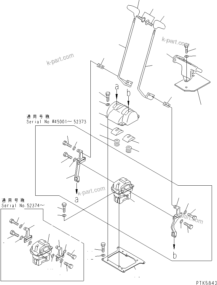 Komatsu parts book diagram for PC60-7 S/N 45001-UP: FLOOR FRAME (TRAVEL LEVER) (FOR 1-ACTUATOR ATTACHMENT) (FOR DEFROSTER)