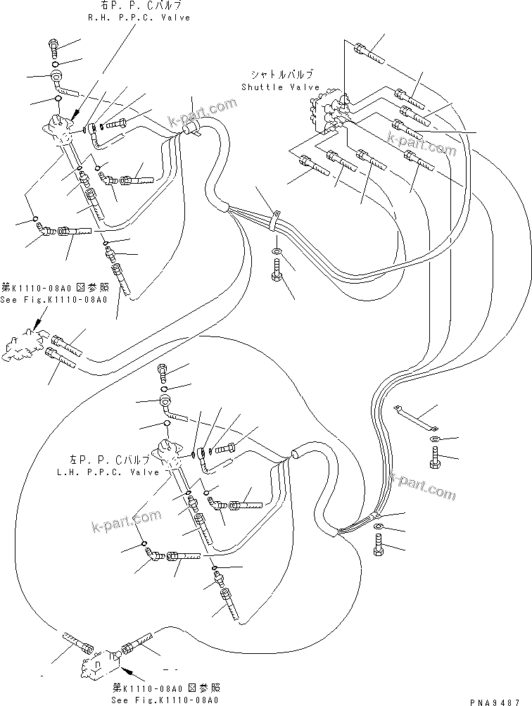Komatsu parts book diagram for PC60-7 S/N 45001-UP: FLOOR FRAME (P.P.C. WORK LINE) (FOR QUICK COUPLER)(#45001-52373)