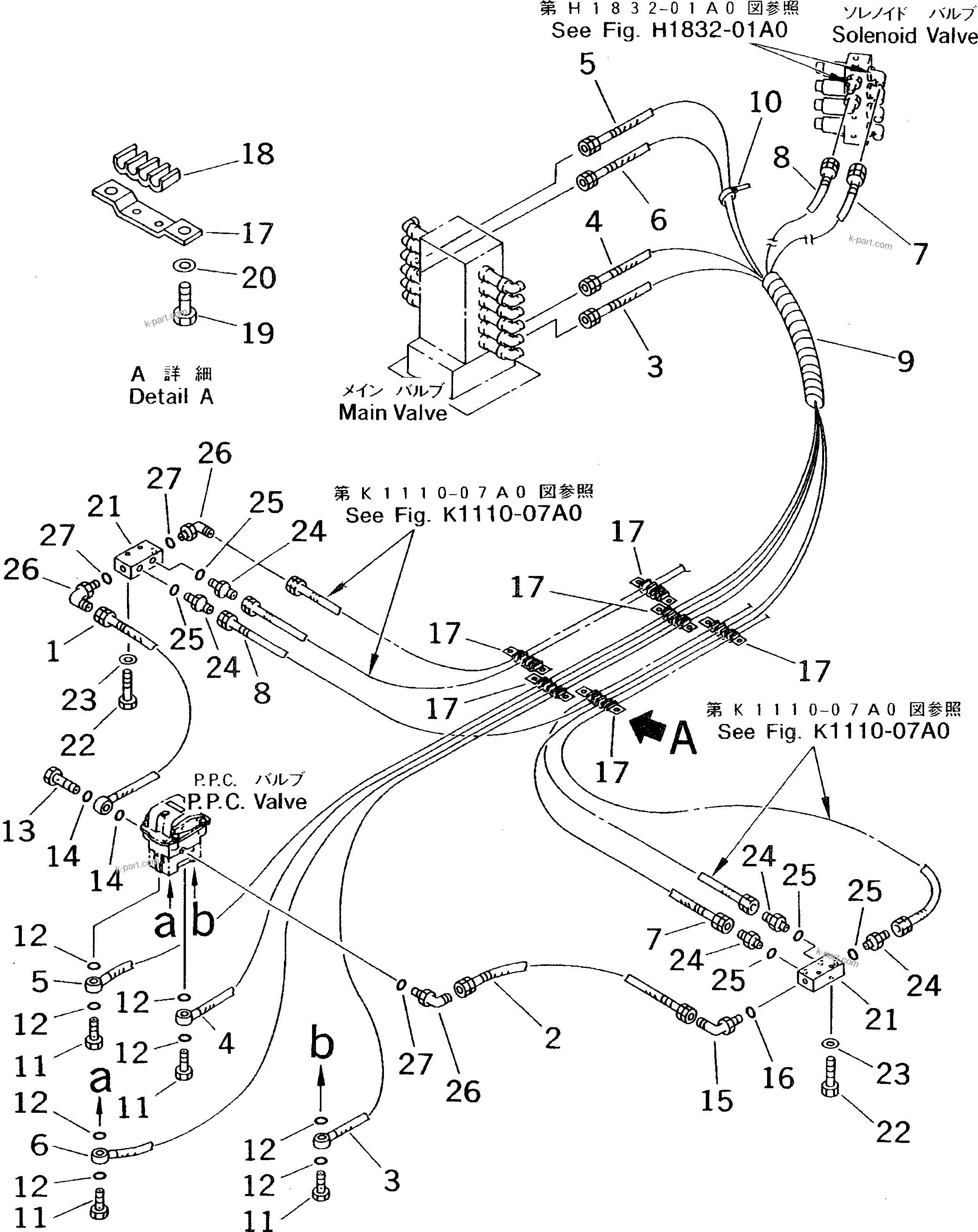 Komatsu parts book diagram for PC60-7 S/N 45001-UP: FLOOR FRAME (P.P.C. TRAVEL LINE)(#45001-52373)
