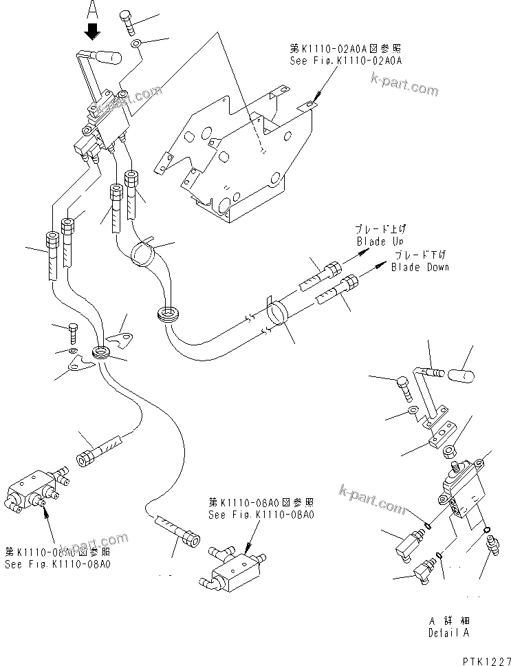 Komatsu parts book diagram for PC60-7 S/N 45001-UP: FLOOR FRAME (BLADE CONTROL) (BLADE SPEC.)(#52374-)