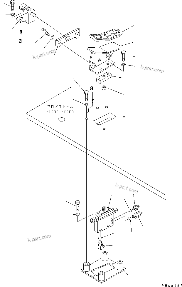 Komatsu parts book diagram for PC60-7 S/N 45001-UP: FLOOR FRAME (CONTROL PEDAL R.H.) (FOR 1 OR 2-ACTUATOR ATTACHMENT)(#46528-)
