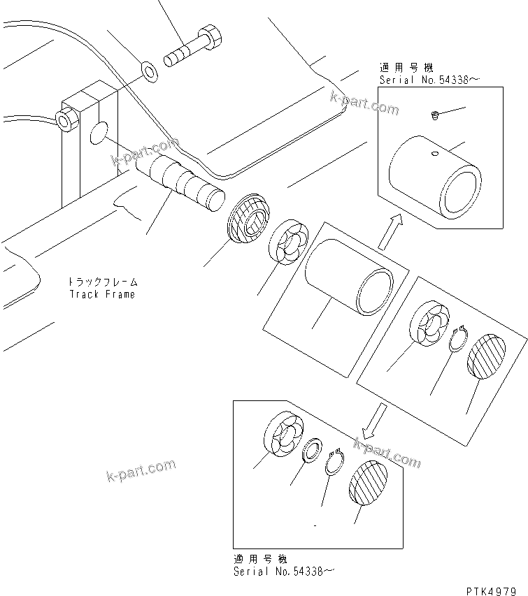 Komatsu parts book diagram for PC60-7 S/N 45001-UP: CARRIER ROLLER(#52374-)
