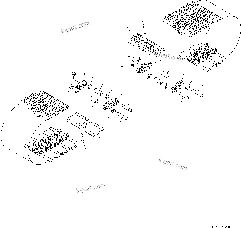 Komatsu parts book diagram for PC60-7 S/N 45001-UP: TRACK SHOE (TRIPLE GROUSER WITH HOLE) (450MM WIDE)