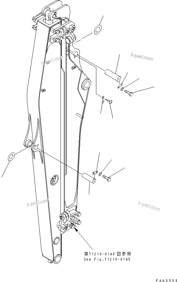 Komatsu parts book diagram for PC60-7 S/N 45001-UP: TELESCOPIC ARM (PIN)