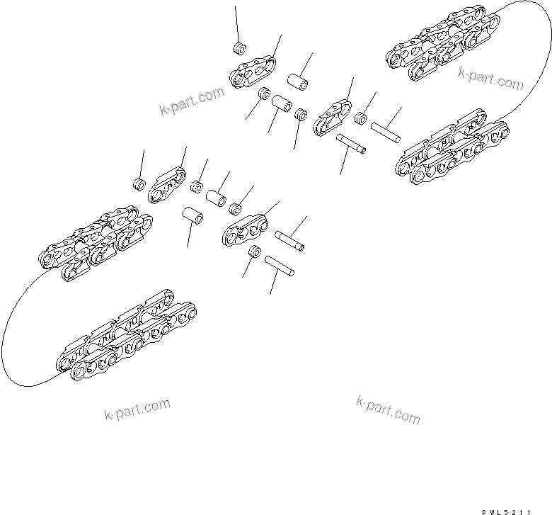 Komatsu parts book diagram for PC60-7 S/N 45001-UP: TRACK LINK (76 SET) (SUPPLY ONLY)