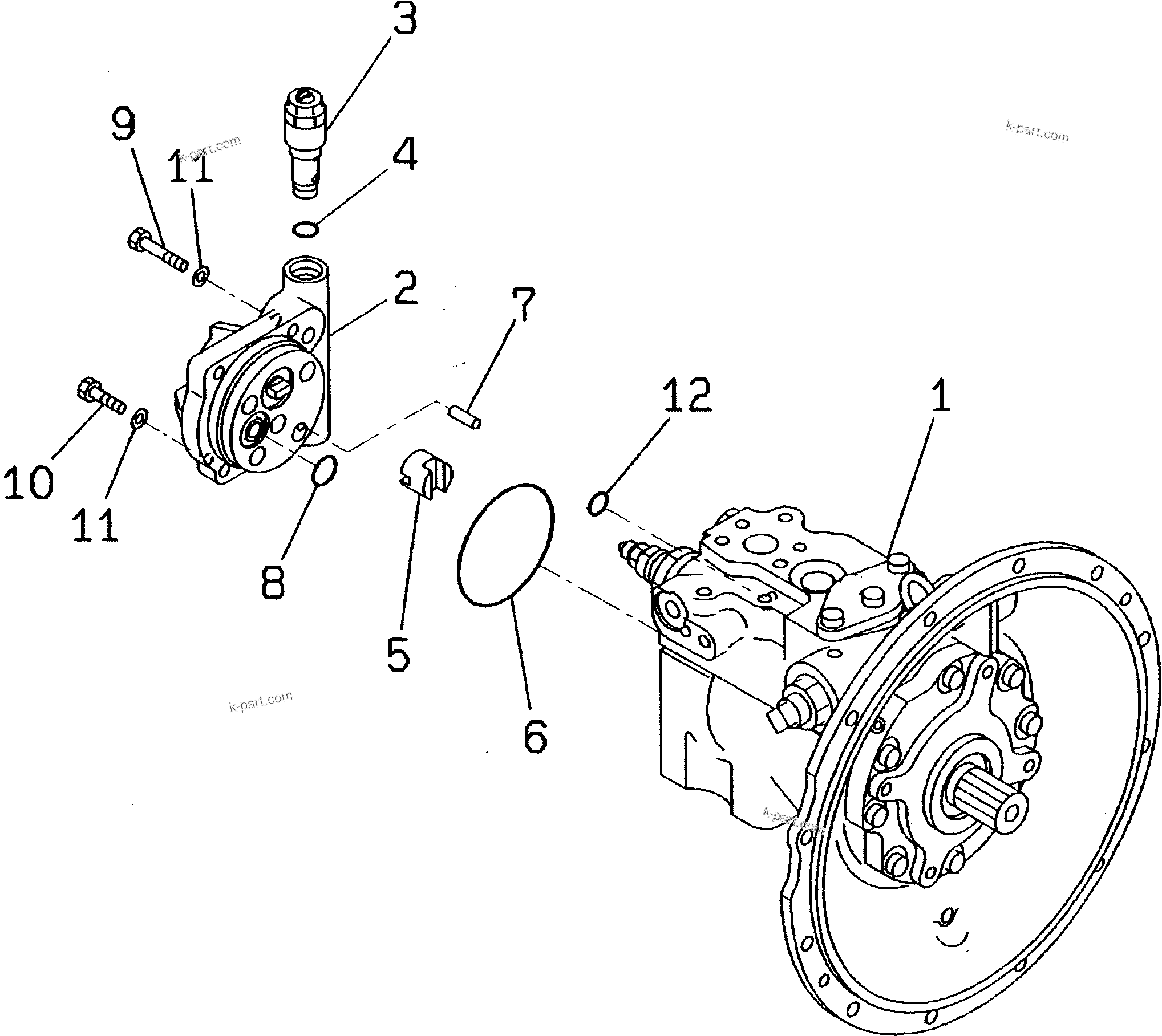 Komatsu parts book diagram for PC60-7 S/N 45001-UP: MAIN PUMP (1/5)(#45001-52373)