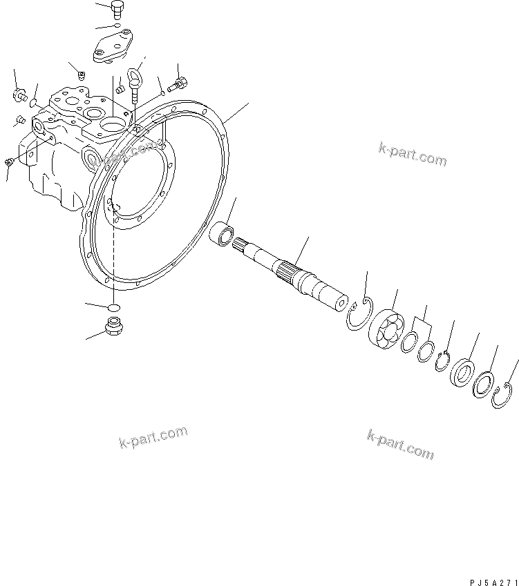 Komatsu parts book diagram for PC60-7 S/N 45001-UP: MAIN PUMP (1/6)(#52374-58000)