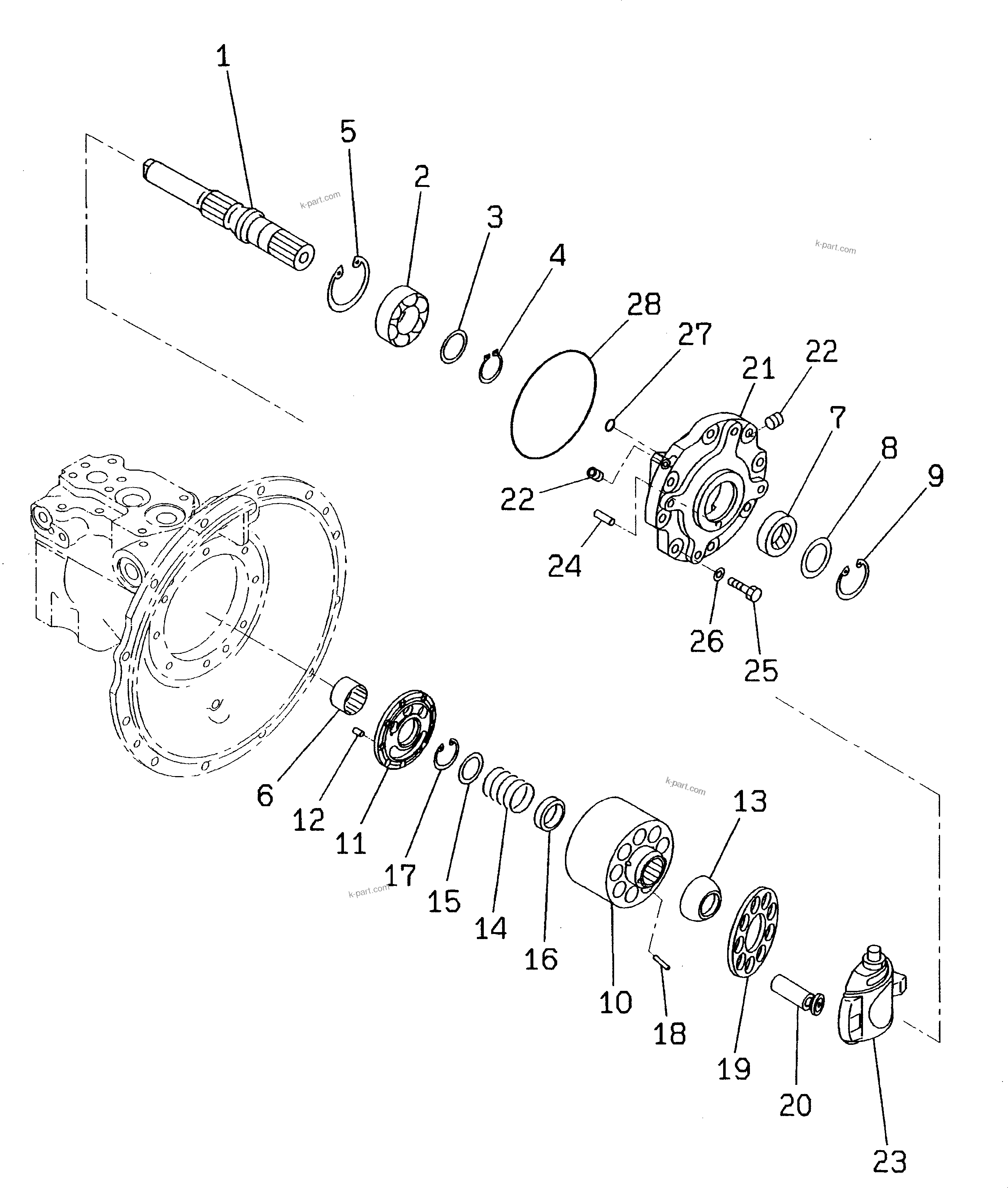 Komatsu parts book diagram for PC60-7 S/N 45001-UP: MAIN PUMP (3/5)(#45001-52373)