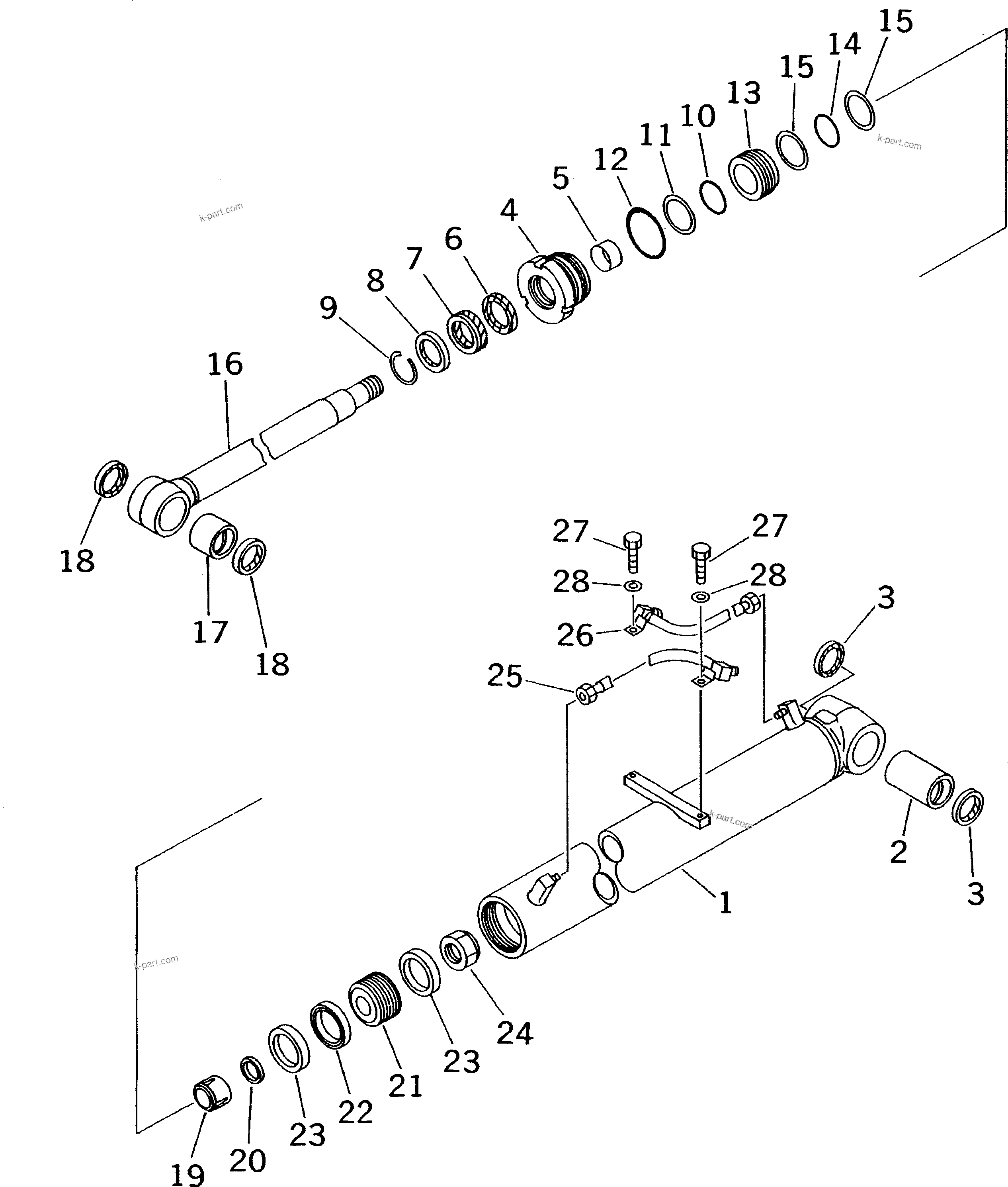 Komatsu parts book diagram for PC60-7 S/N 45001-UP: BOOM CYLINDER (INNER PARTS)(#45001-52373)