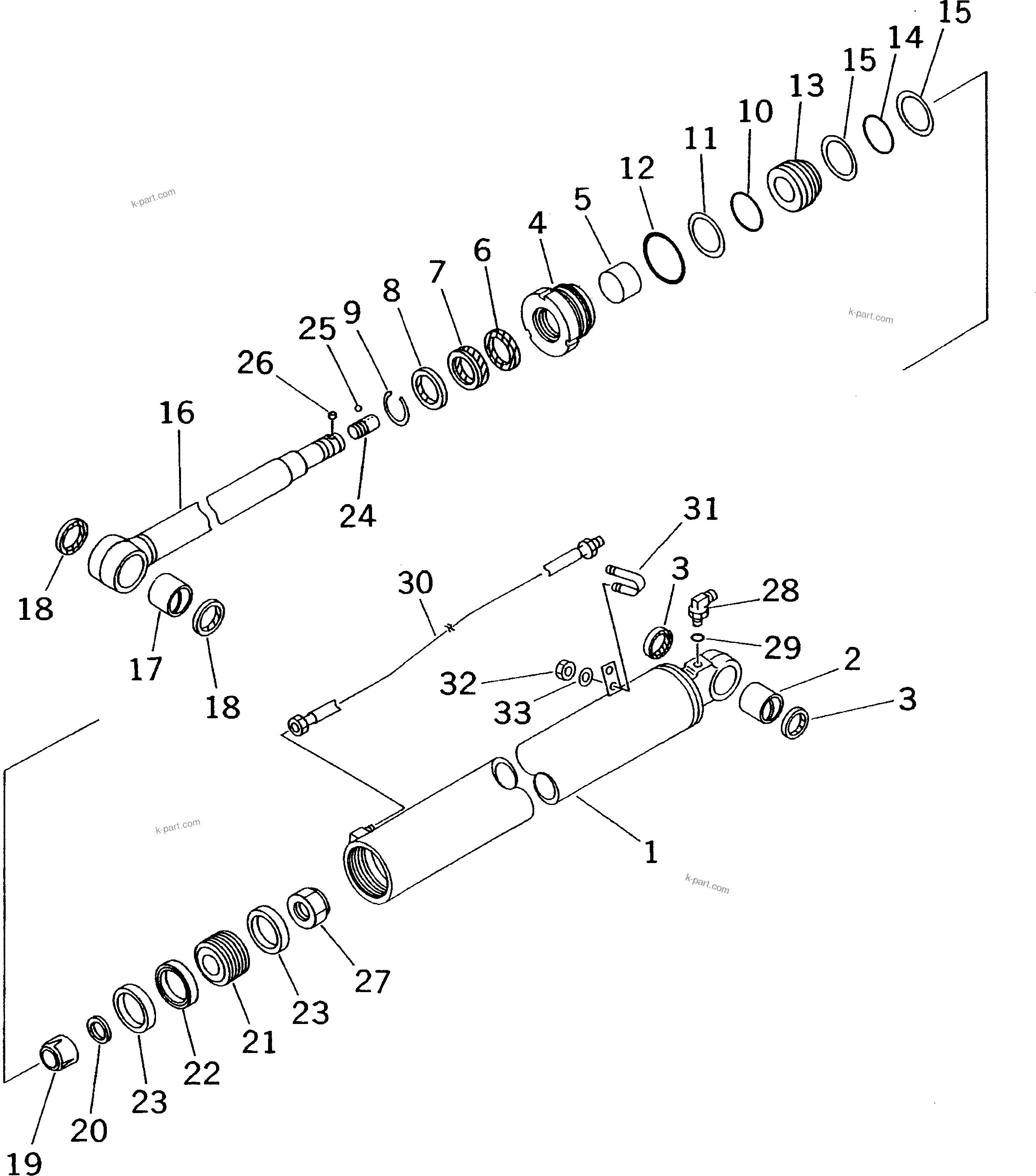 Komatsu parts book diagram for PC60-7 S/N 45001-UP: ARM CYLINDER (INNER PARTS)(#45001-52373)