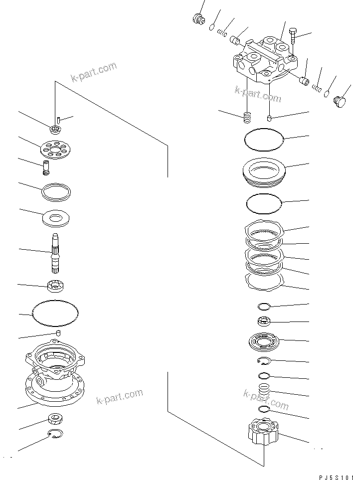 Komatsu parts book diagram for PC60-7 S/N 45001-UP: SWING MOTOR (1/2)(#59571-)