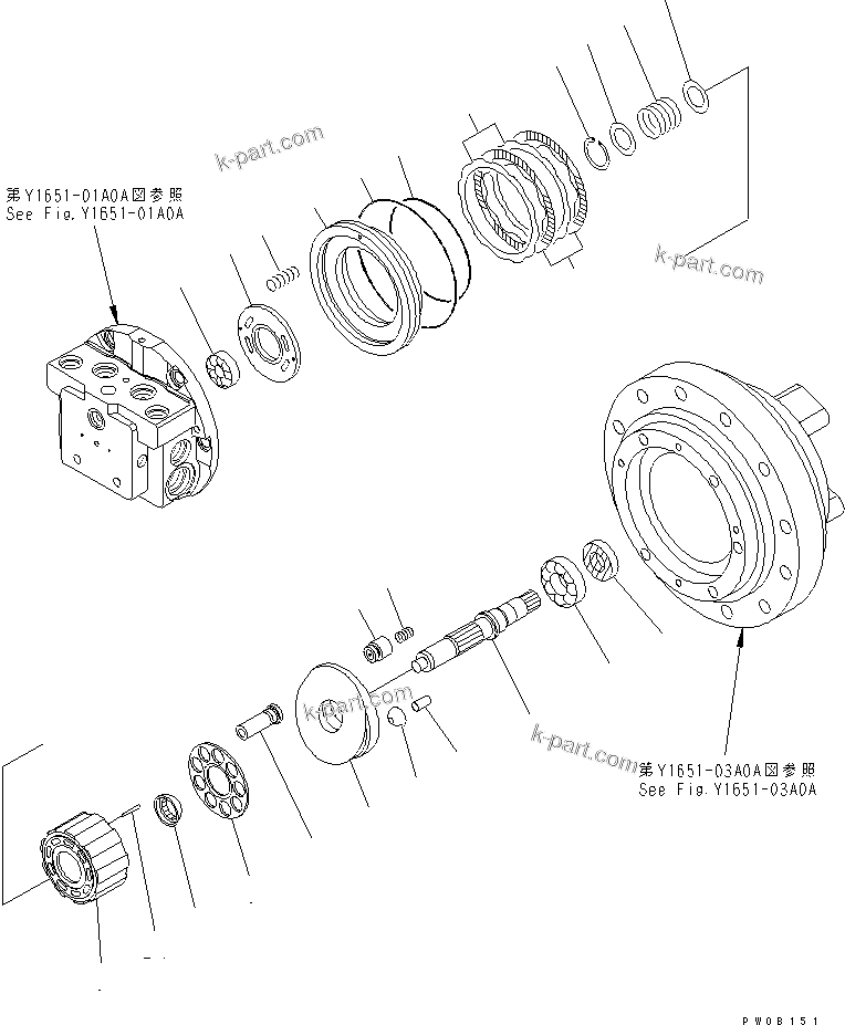 Komatsu parts book diagram for PC60-7 S/N 45001-UP: TRAVEL MOTOR (2/3)(#58728-)